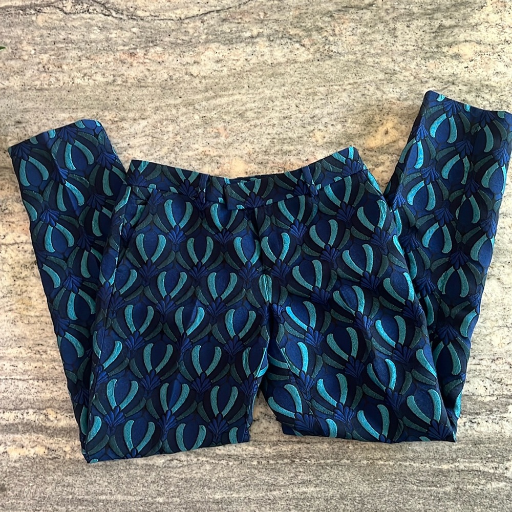 Club Monaco Navy & Teal Patterned Trousers